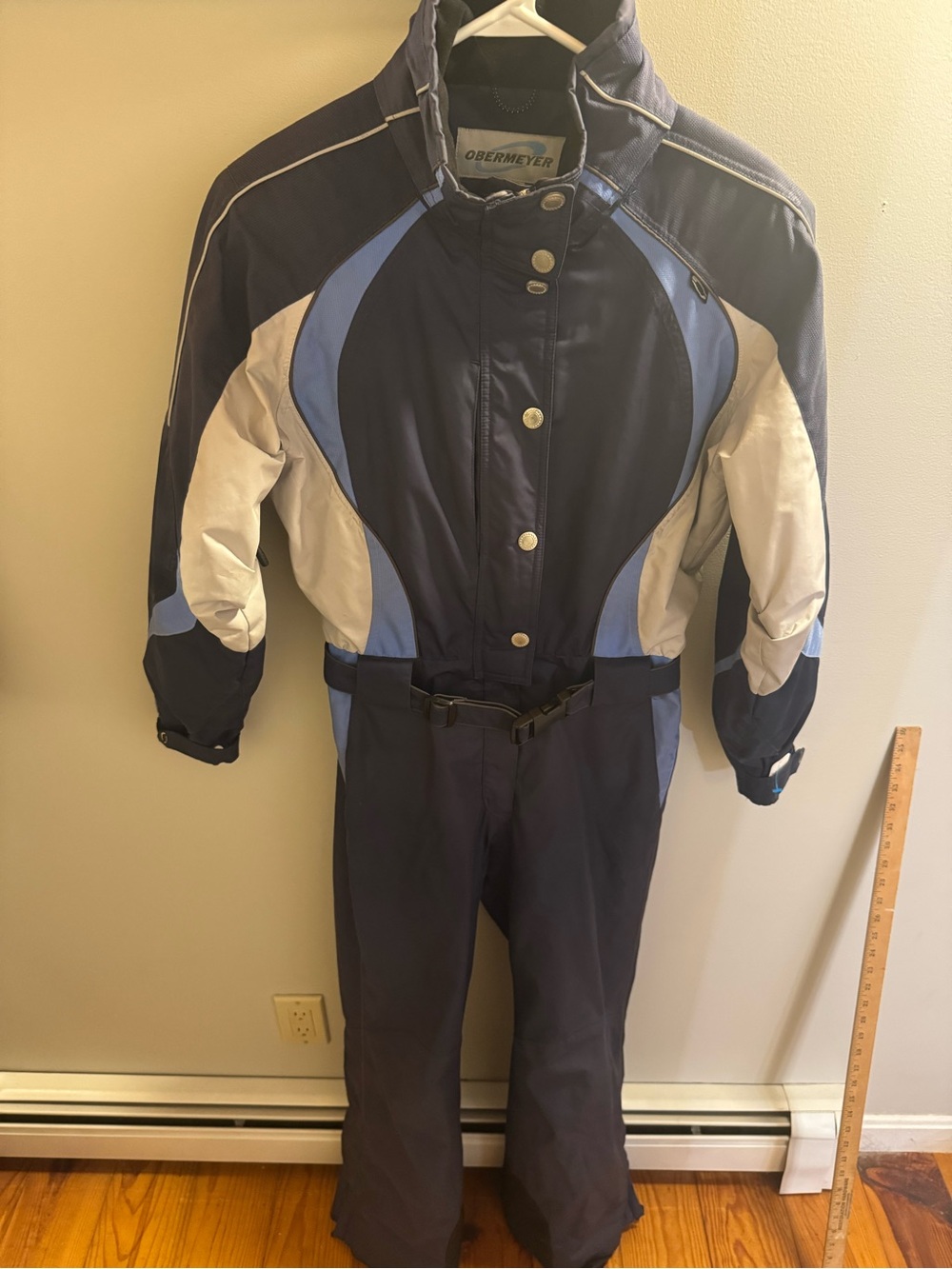 Obermeyer Women’s Navy & Light Blue Ski Snowsuit 1 piece size 8